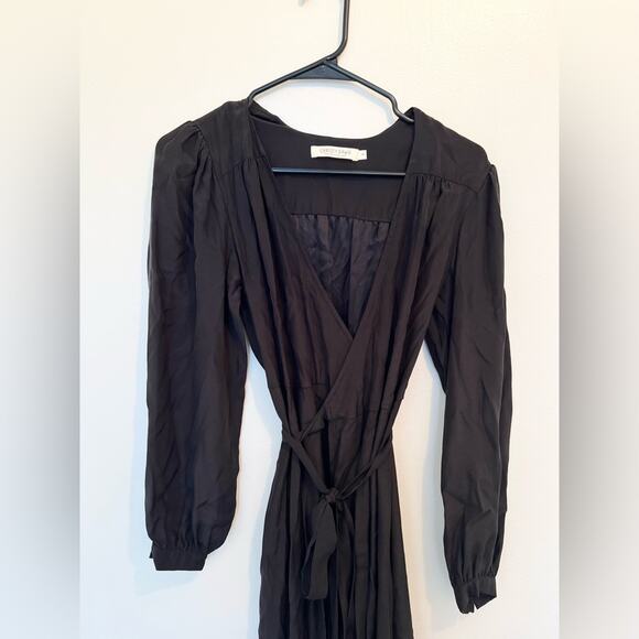Christy Dawn Elsa Silk wrap Dress rare black silk long sleeve fall boho bohemian - Picture 5 of 12